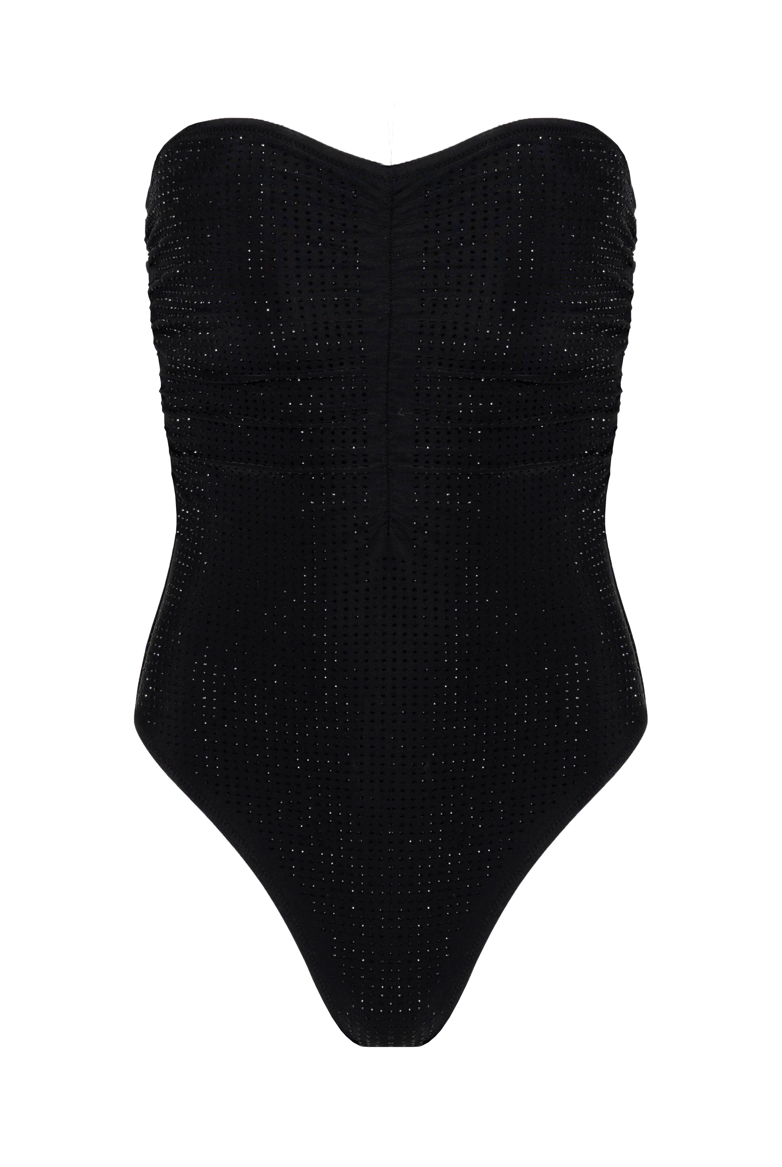 Naomi Crystal Bandeau Ruched One Piece, Front Image